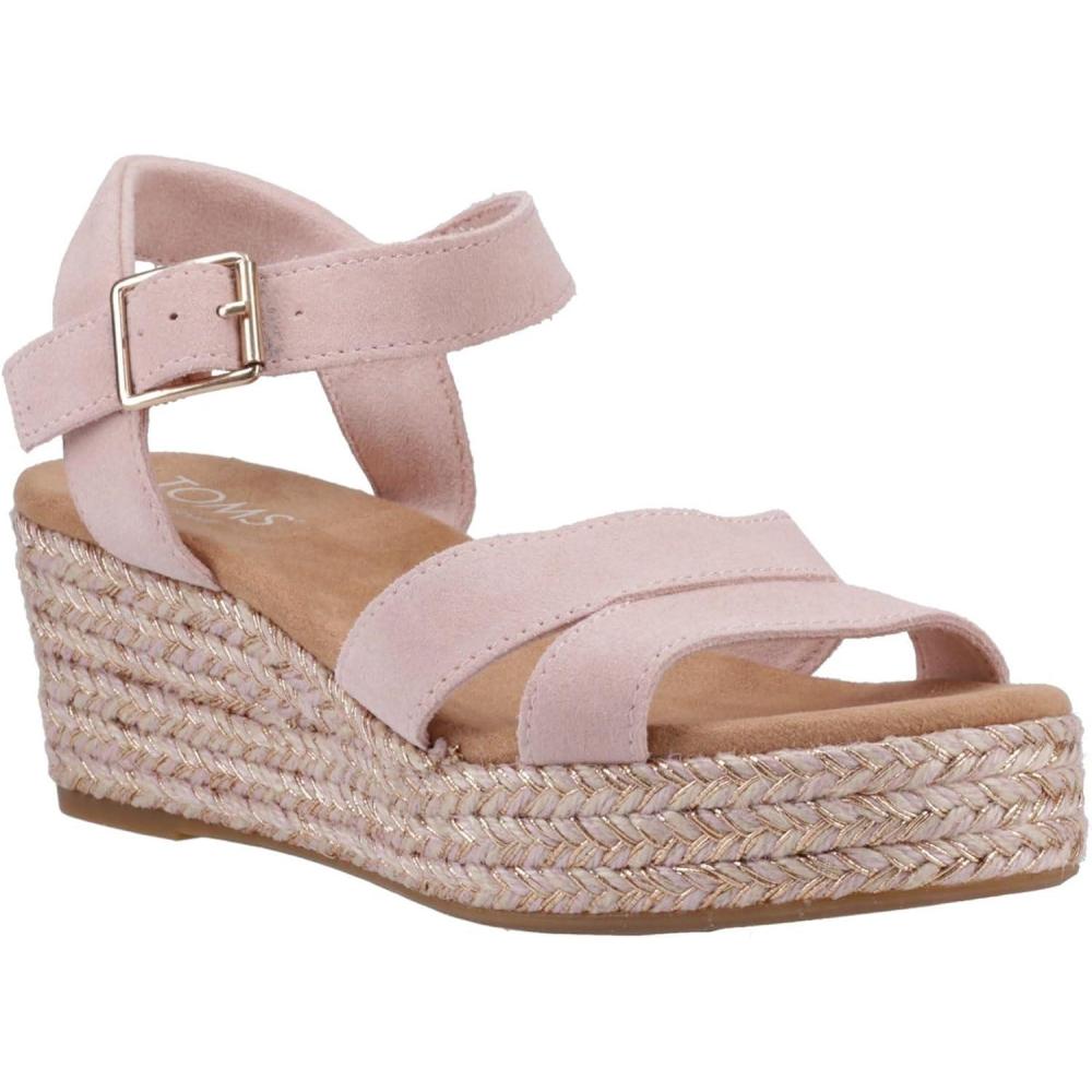 image:imageTOMS Womens Audrey Ankle Strap Platform Wedge SandalPale Rose Suede
