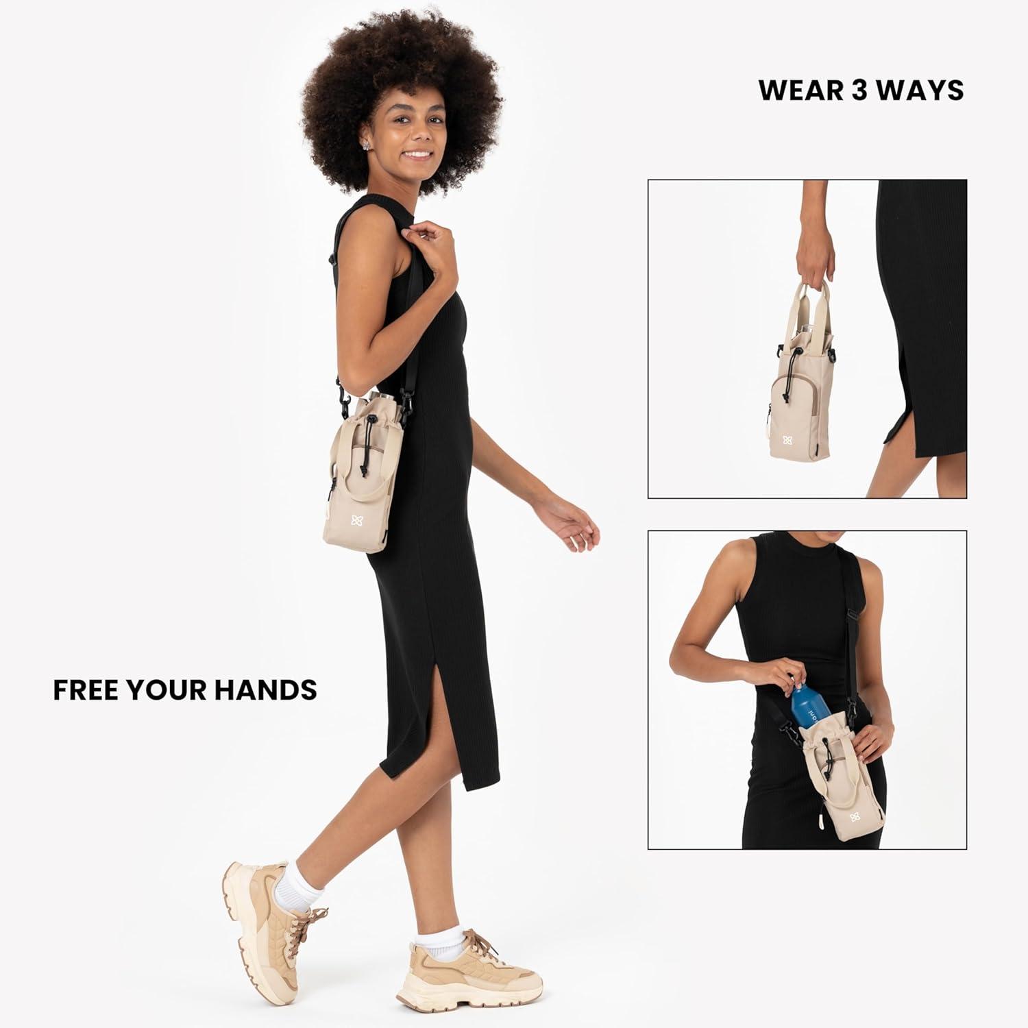 image:imageSherpani Izzie Water Bottle Holder HandsFree RFID Crossbody Water Bottle Carrier Bag wPhone Pocket Travel GiftCon Leche