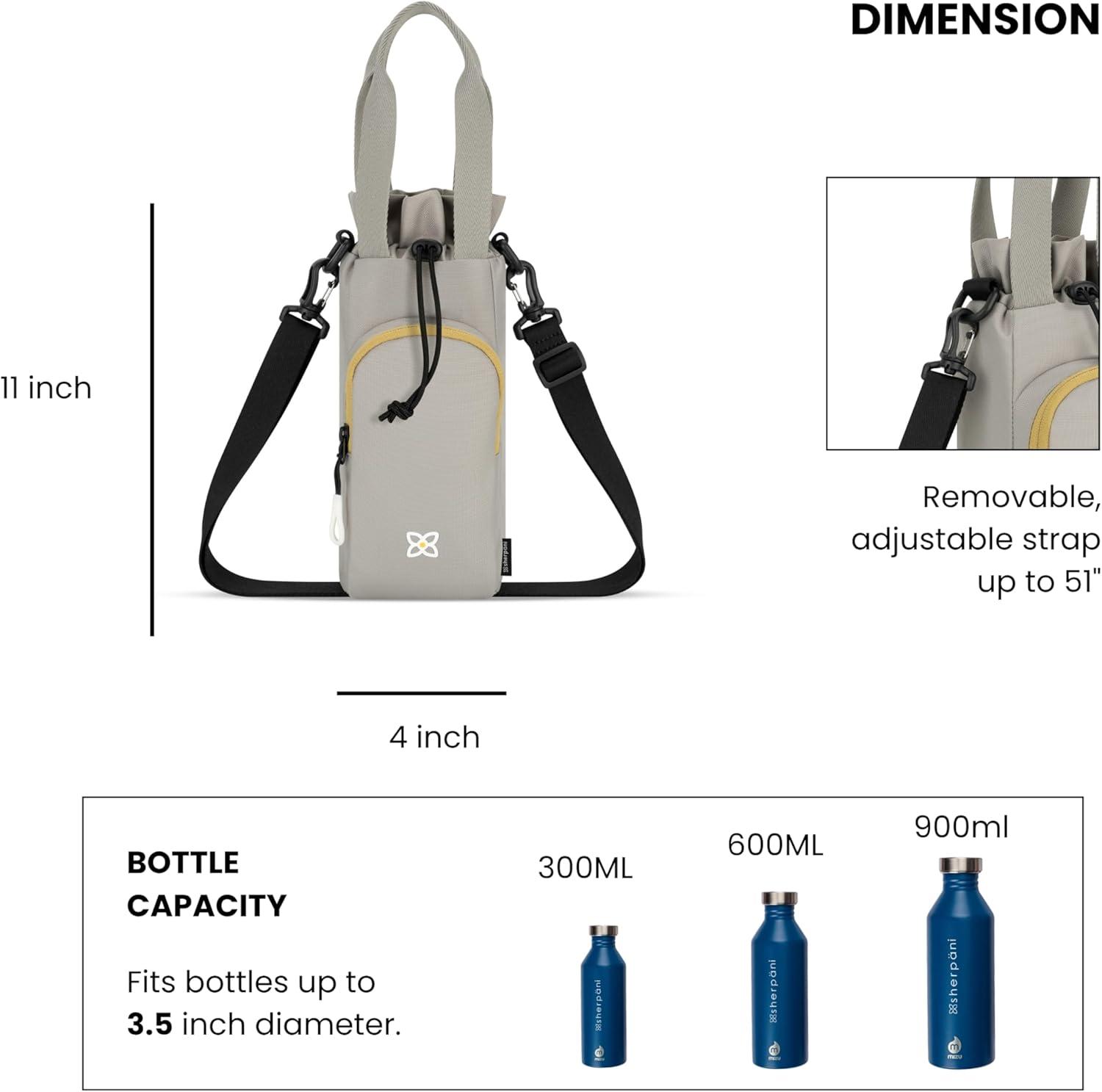 image:imageSherpani Izzie Water Bottle Holder HandsFree RFID Crossbody Water Bottle Carrier Bag wPhone Pocket Travel GiftWasabi Stone