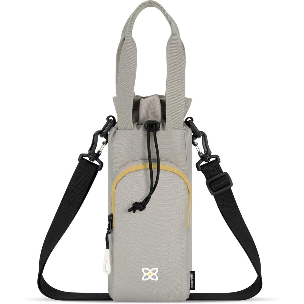 image:imageSherpani Izzie Water Bottle Holder HandsFree RFID Crossbody Water Bottle Carrier Bag wPhone Pocket Travel GiftWasabi Stone