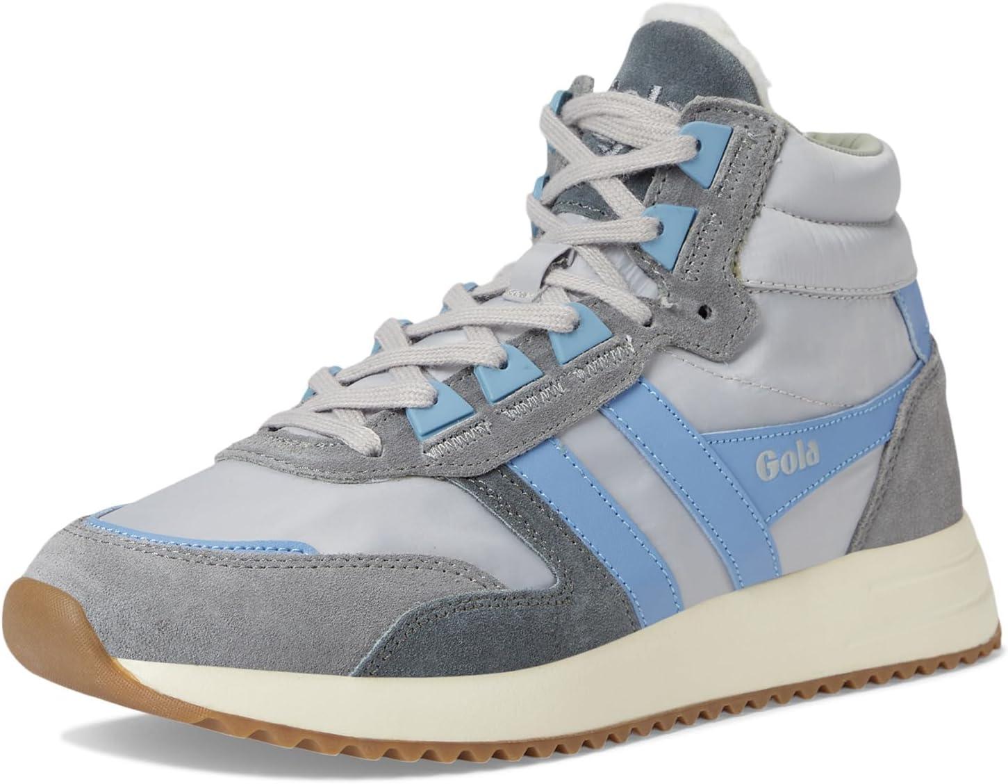 image:imageGola Womens Chicago High Retro Style Sneakers LaceUp Leather amp TextileLight GreyVista BlueVista Blue