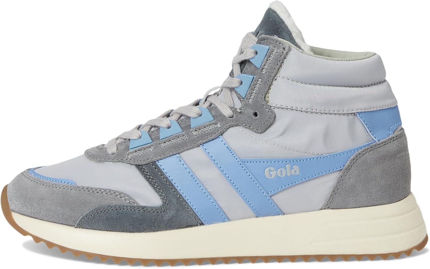image:imageGola Womens Chicago High Retro Style Sneakers LaceUp Leather amp TextileLight GreyVista BlueVista Blue