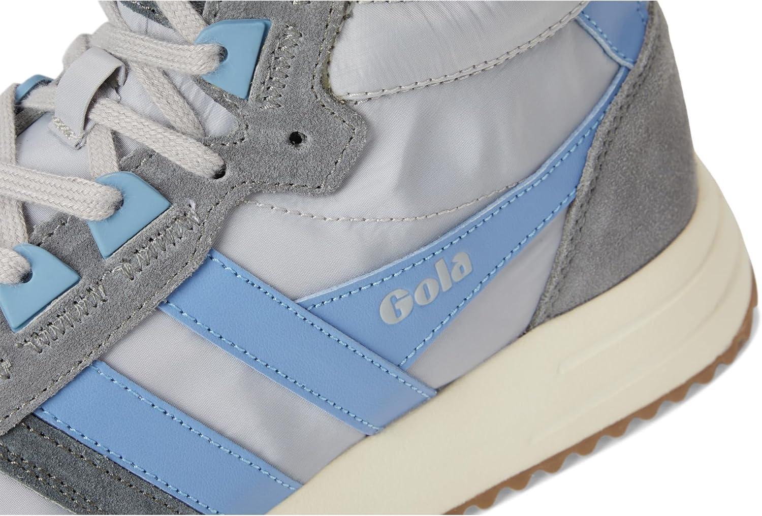 image:imageGola Womens Chicago High Retro Style Sneakers LaceUp Leather amp TextileLight GreyVista BlueVista Blue
