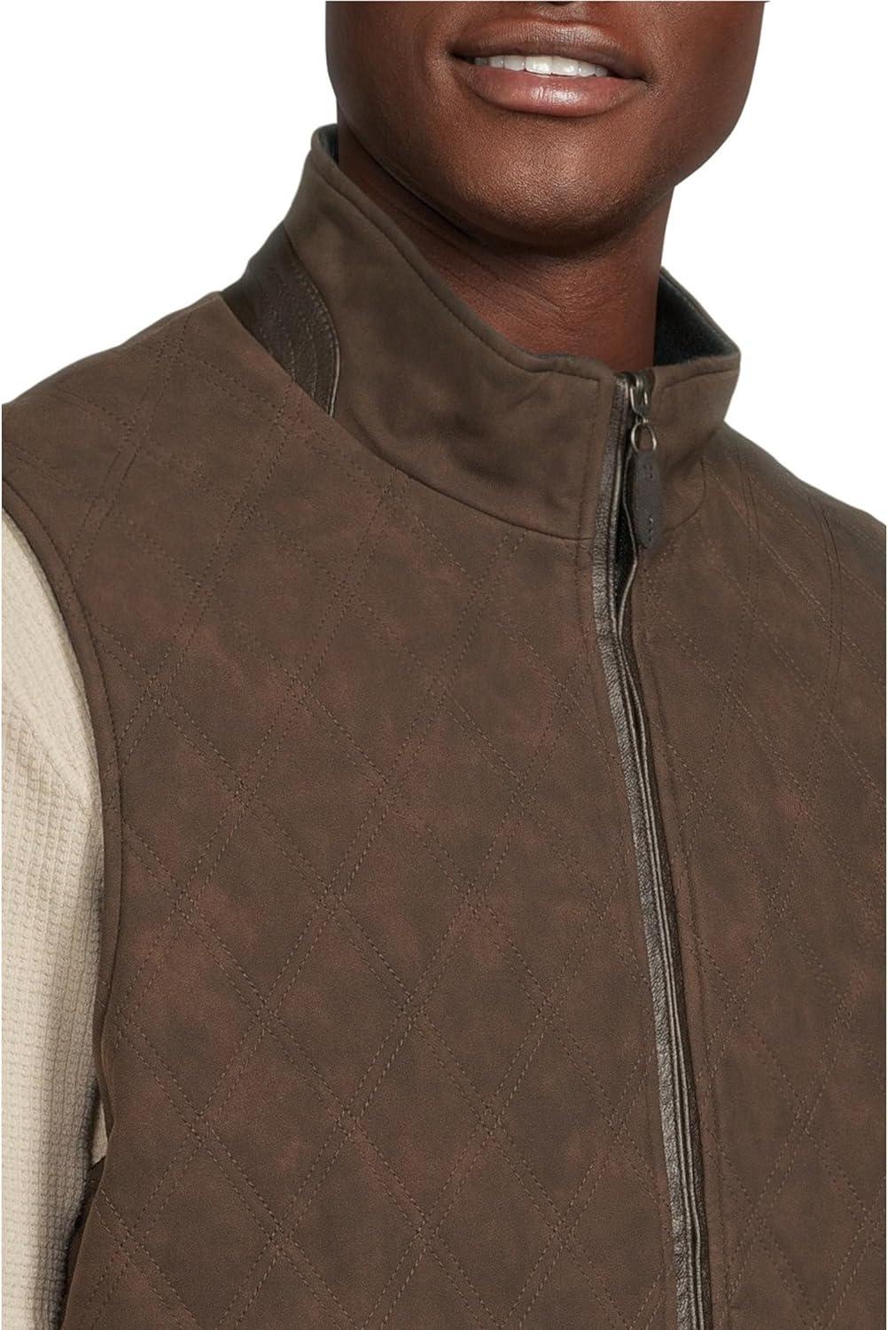 image:imageJohnston amp Murphy mens Upton Reversible VestDark BrownNavy Plaid