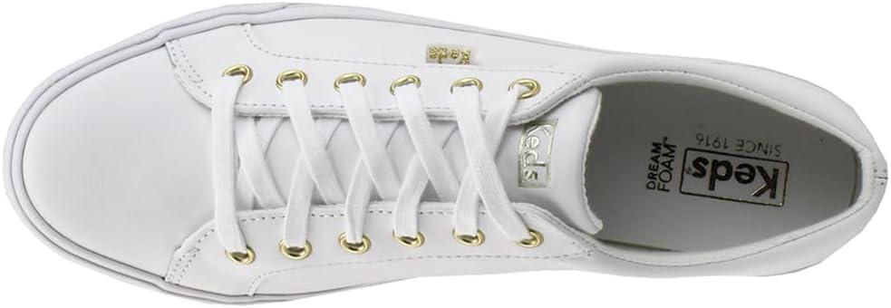 image:imageKeds Womens Jump Kick LeatherSneakerWhite Gold