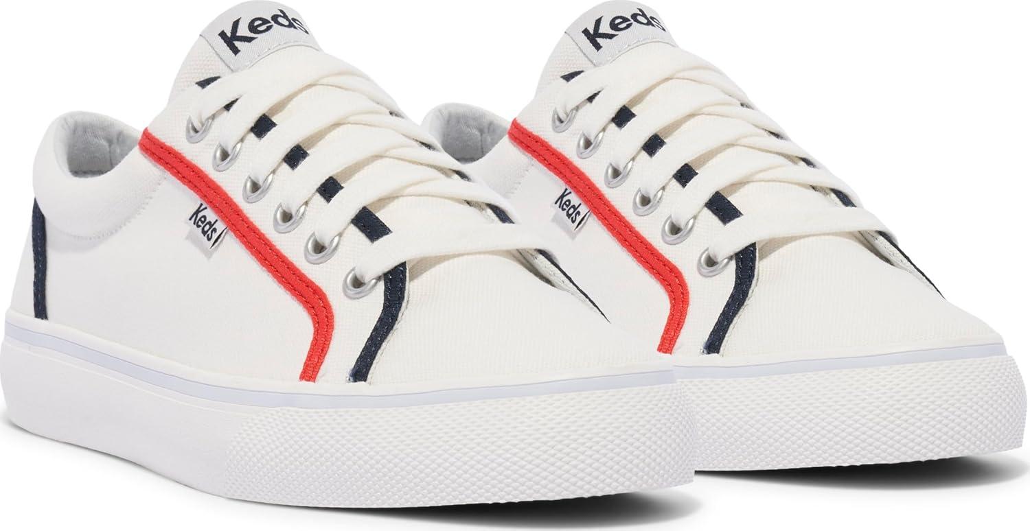 image:imageKeds Womens Jump Kick LeatherSneakerWhiteRed Canvas