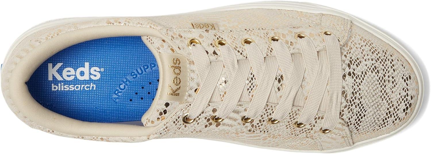 image:imageKeds Womens Park Lace Up SneakersGold Metallic Snake Foil Suede