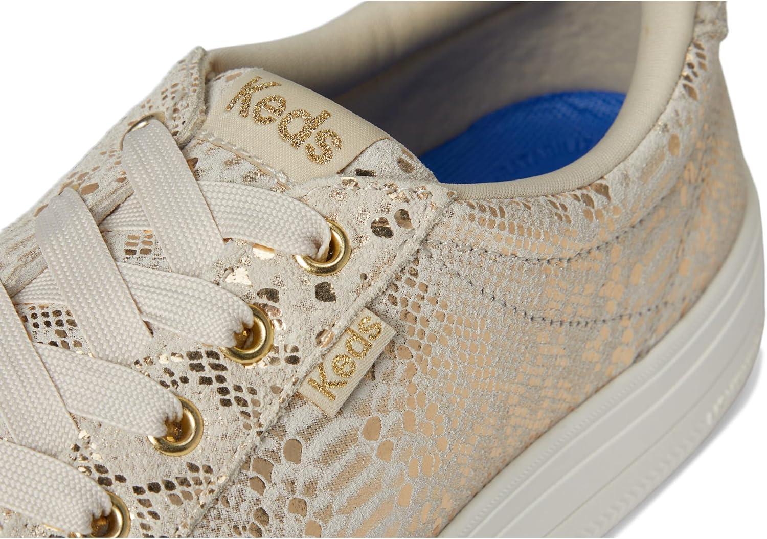 image:imageKeds Womens Park Lace Up SneakersGold Metallic Snake Foil Suede