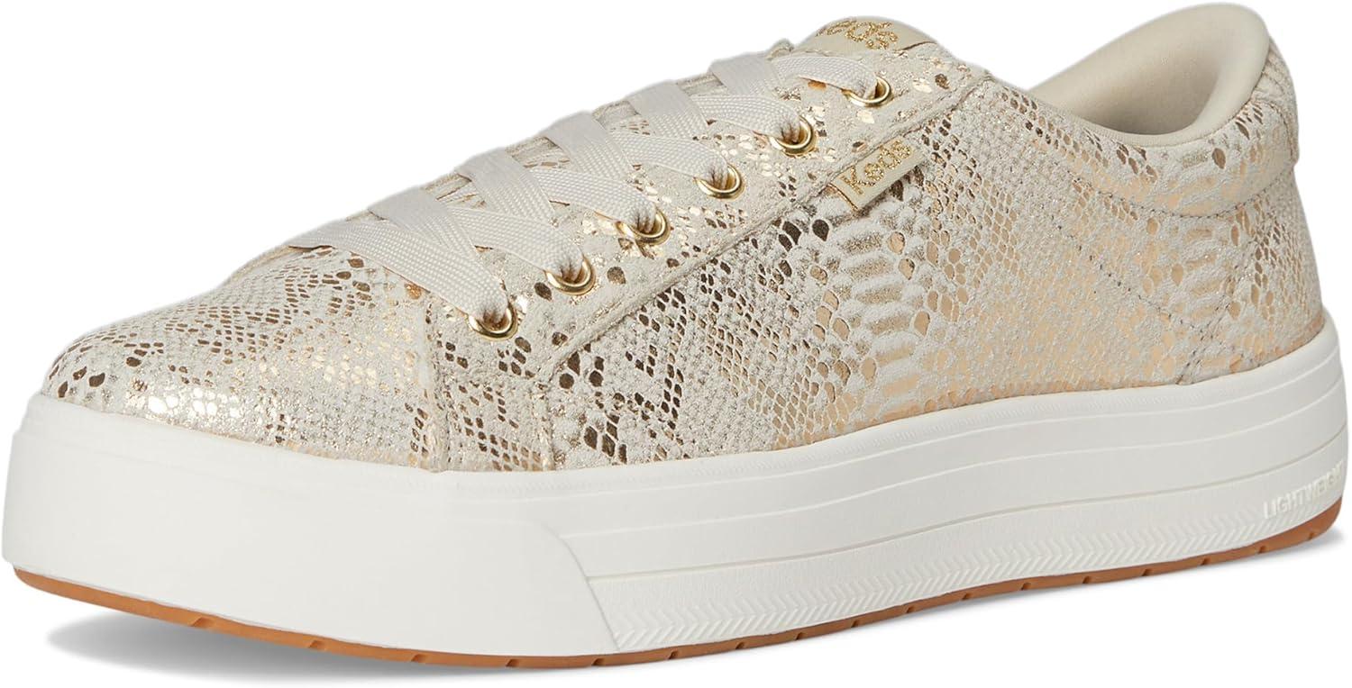 image:imageKeds Womens Park Lace Up SneakersGold Metallic Snake Foil Suede