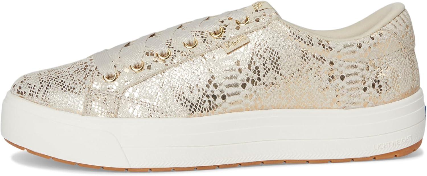 image:imageKeds Womens Park Lace Up SneakersGold Metallic Snake Foil Suede