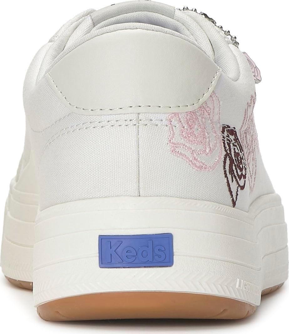 image:imageKeds Womens Park Lace Up SneakersSnow WhitePink Embroidery
