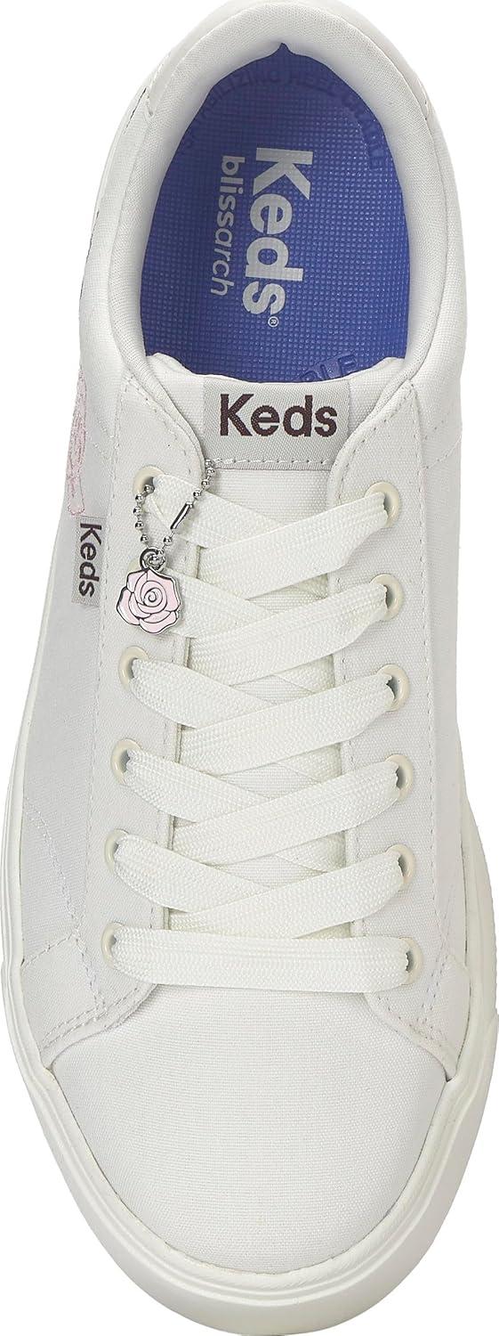 image:imageKeds Womens Park Lace Up SneakersSnow WhitePink Embroidery