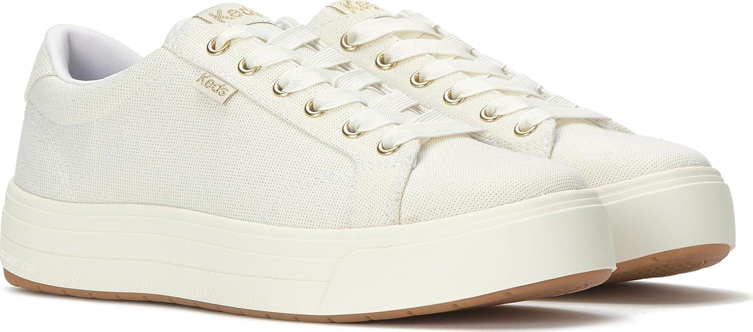 image:imageKeds Womens Park Lace Up SneakersWhiteGold Lurex