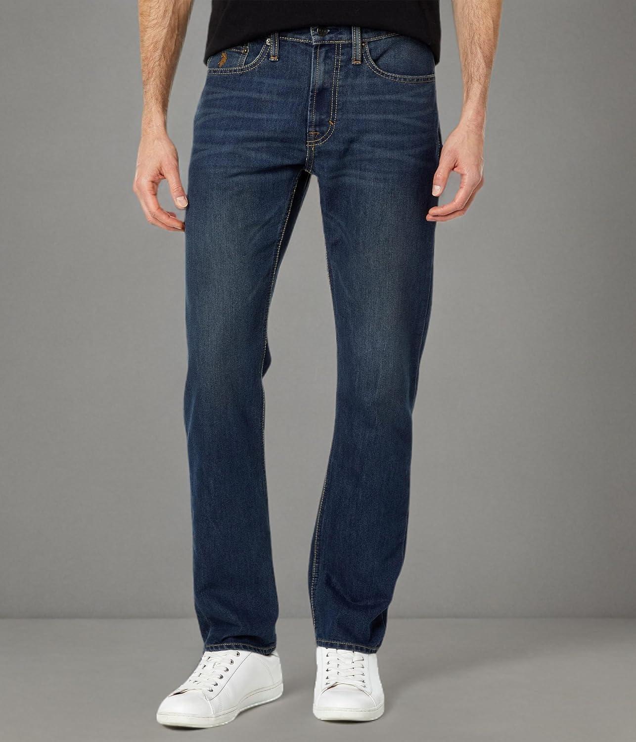 image:imageUS POLO ASSN Slim Straight Stretch FivePocket Denim Jeans in BlueDark Wash Denim