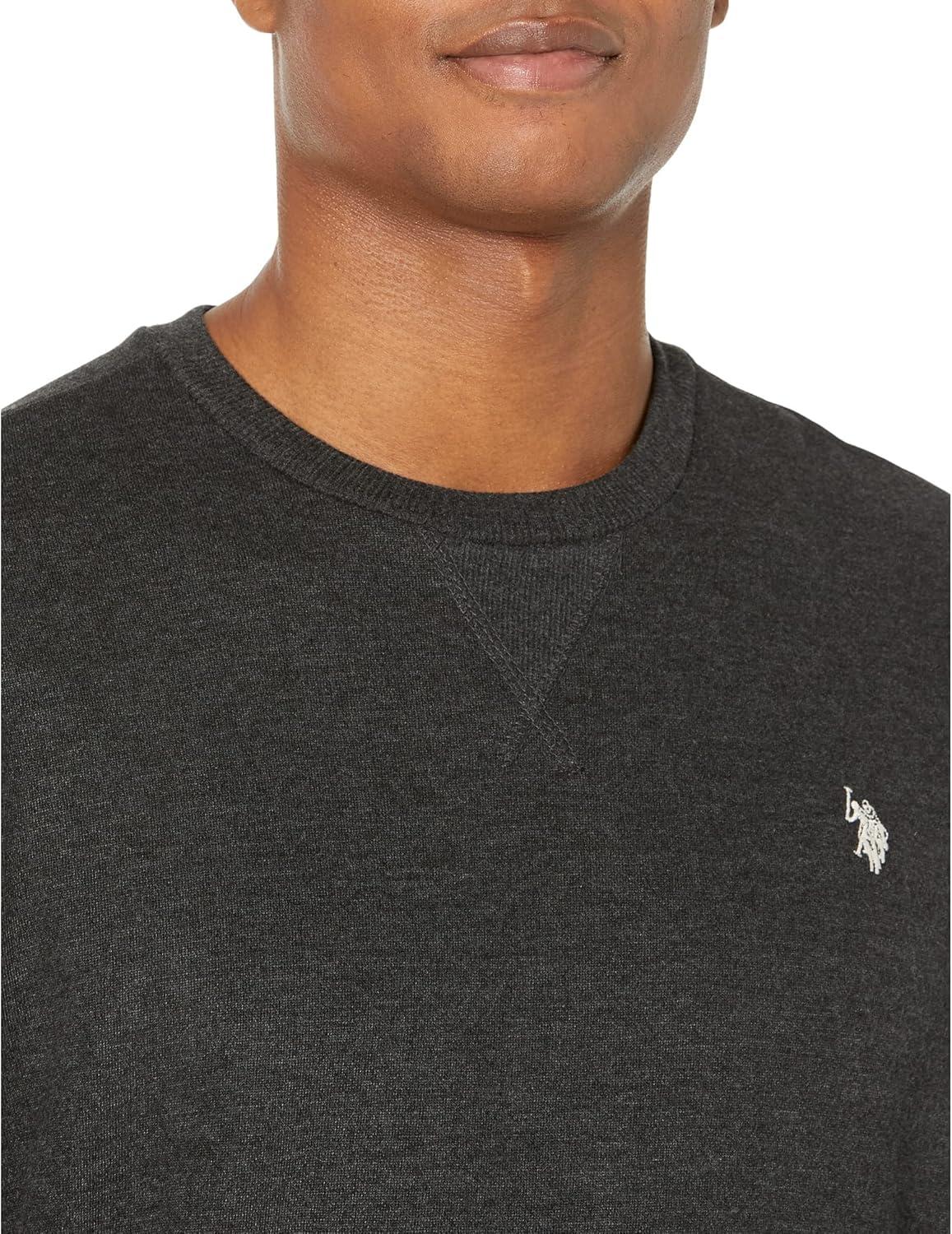 image:imageUS Polo Assn mens Long Sleeve Popover Crew Neck Fleece SweatshirtBlack Heather