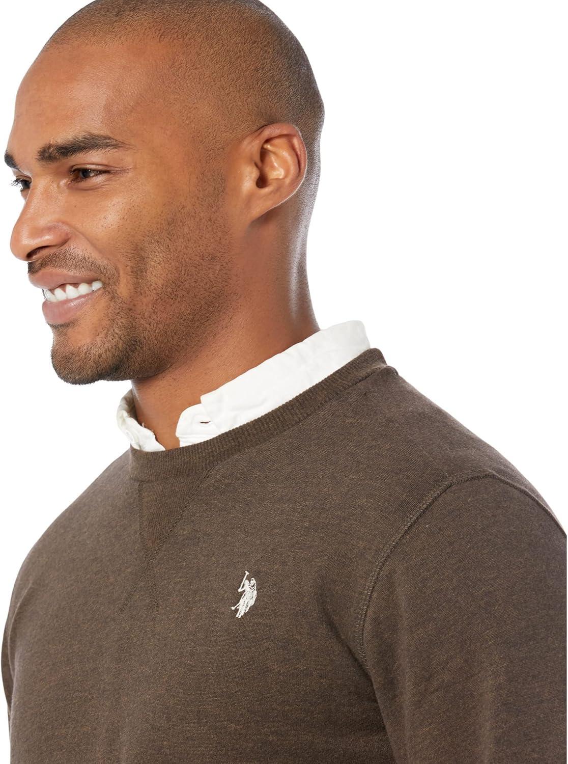 image:imageUS Polo Assn mens Long Sleeve Popover Crew Neck Fleece SweatshirtBrown Heather