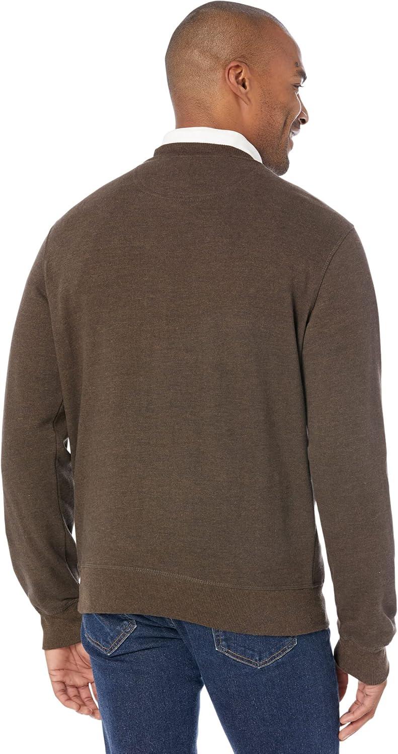 image:imageUS Polo Assn mens Long Sleeve Popover Crew Neck Fleece SweatshirtBrown Heather