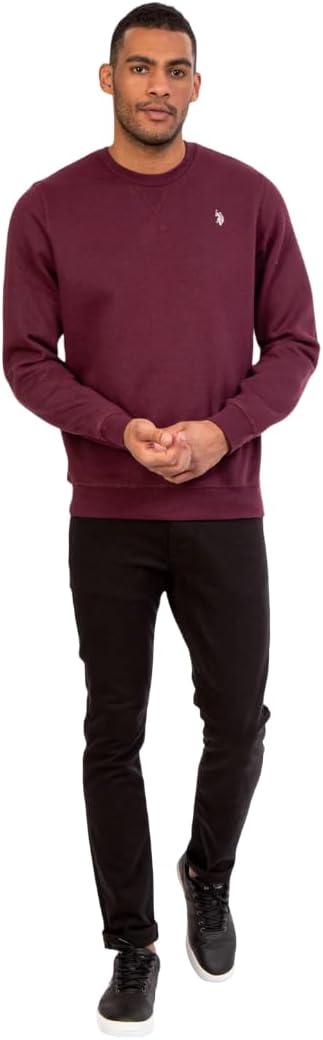 image:imageUS Polo Assn mens Long Sleeve Popover Crew Neck Fleece SweatshirtBurgundy Heather