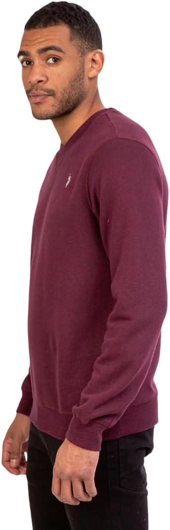 image:imageUS Polo Assn mens Long Sleeve Popover Crew Neck Fleece SweatshirtBurgundy Heather