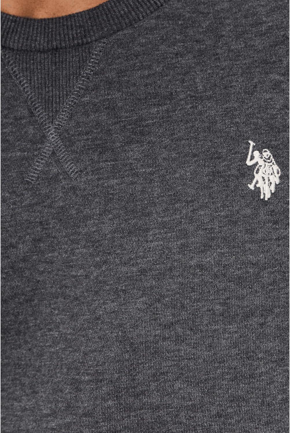image:imageUS Polo Assn mens Long Sleeve Popover Crew Neck Fleece SweatshirtDark Heather Grey