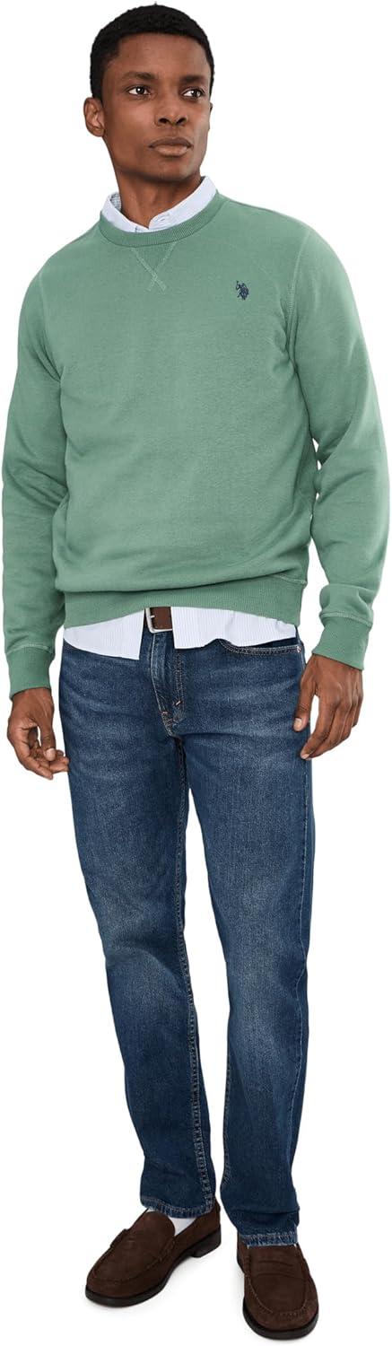 image:imageUS Polo Assn mens Long Sleeve Popover Crew Neck Fleece SweatshirtEvening Cactus
