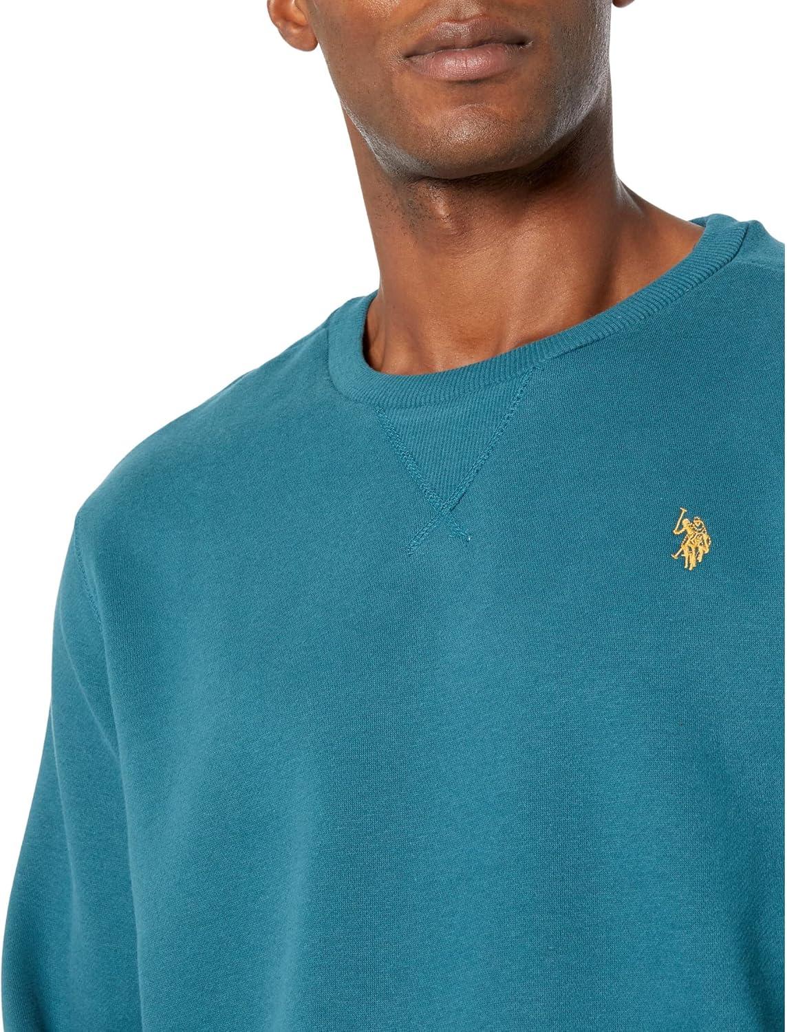 image:imageUS Polo Assn mens Long Sleeve Popover Crew Neck Fleece SweatshirtHudson Teal