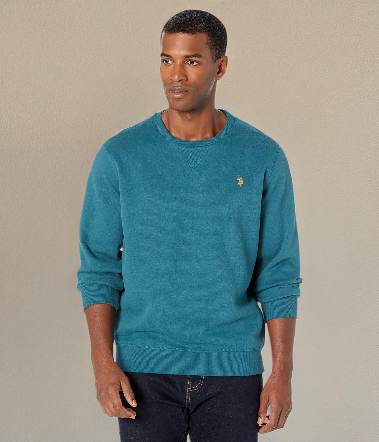 image:imageUS Polo Assn mens Long Sleeve Popover Crew Neck Fleece SweatshirtHudson Teal