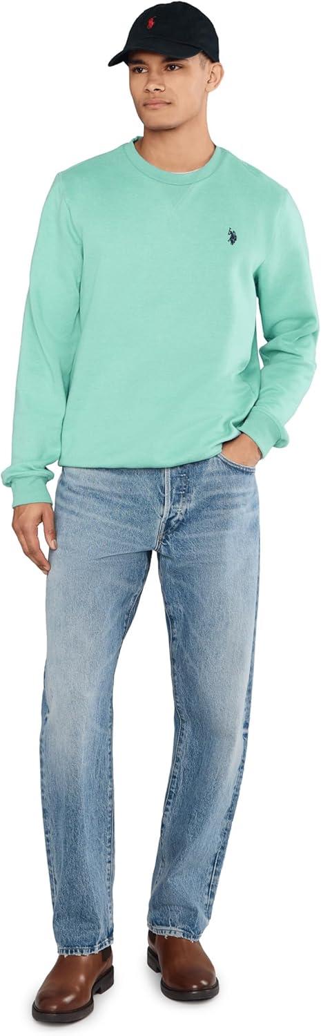 image:imageUS Polo Assn mens Long Sleeve Popover Crew Neck Fleece SweatshirtJade Stone Heather