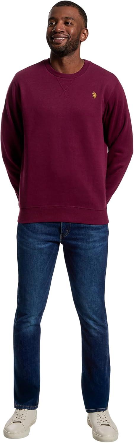 image:imageUS Polo Assn mens Long Sleeve Popover Crew Neck Fleece SweatshirtMaroon Banner