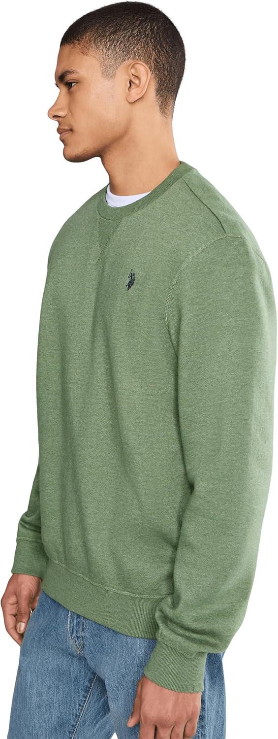 image:imageUS Polo Assn mens Long Sleeve Popover Crew Neck Fleece SweatshirtMoss Mountain Heather