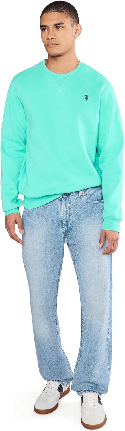 image:imageUS Polo Assn mens Long Sleeve Popover Crew Neck Fleece SweatshirtPeaceful Blue