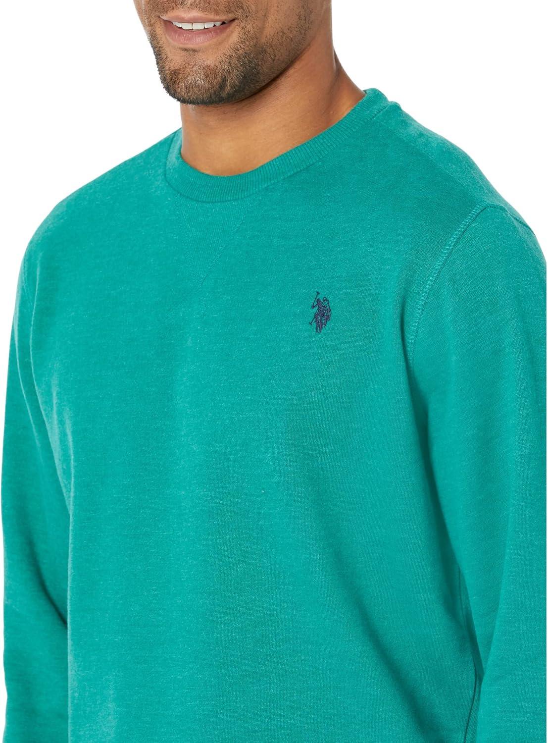 image:imageUS Polo Assn mens Long Sleeve Popover Crew Neck Fleece SweatshirtPeacock Heather