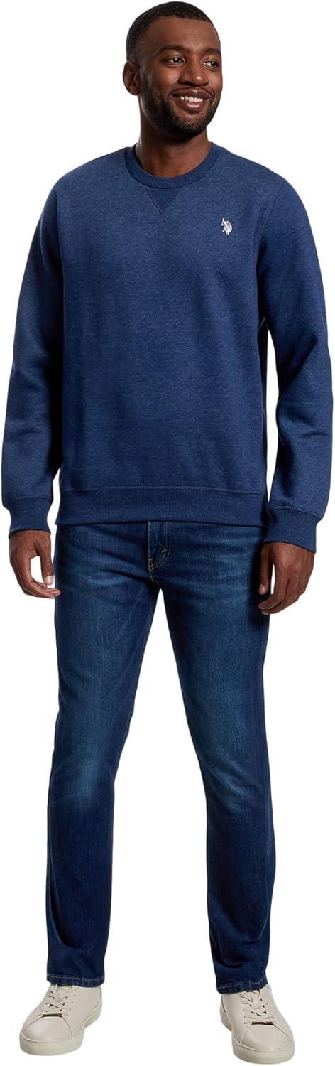 image:imageUS Polo Assn mens Long Sleeve Popover Crew Neck Fleece SweatshirtRinse Blue Heather
