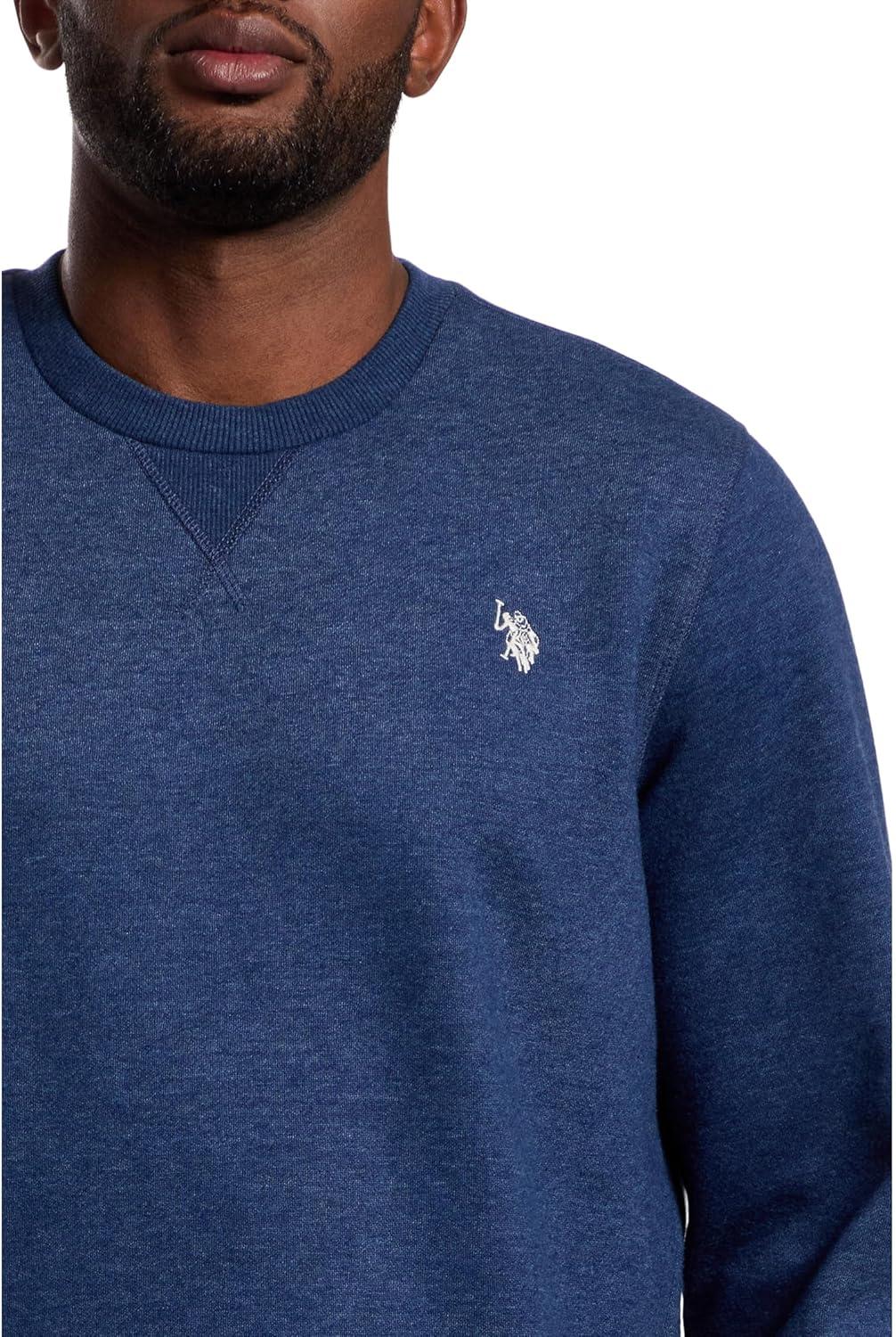 image:imageUS Polo Assn mens Long Sleeve Popover Crew Neck Fleece SweatshirtRinse Blue Heather