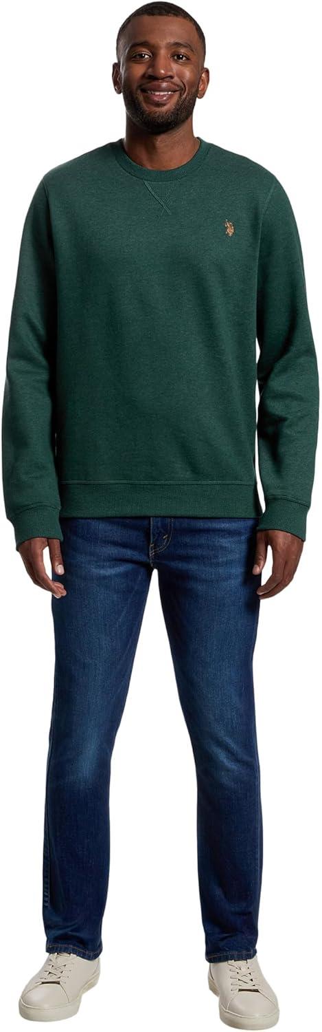 image:imageUS Polo Assn mens Long Sleeve Popover Crew Neck Fleece SweatshirtWild Teal Heather