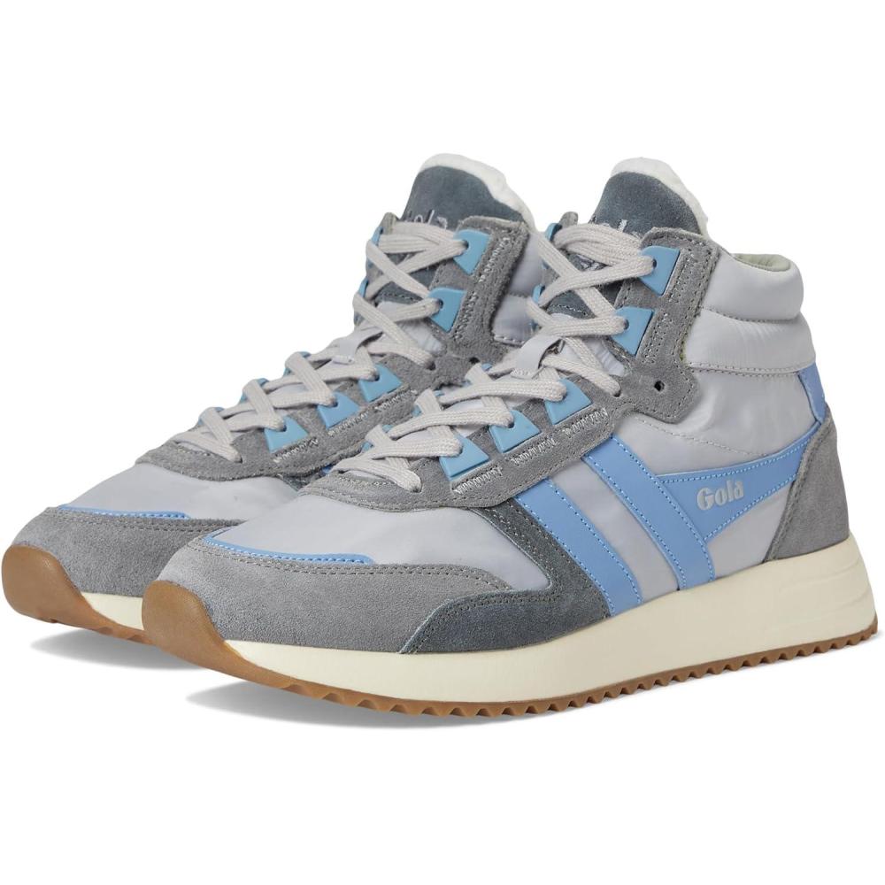 image:imageGola Womens Chicago High Retro Style Sneakers LaceUp Leather amp TextileLight GreyVista BlueVista Blue
