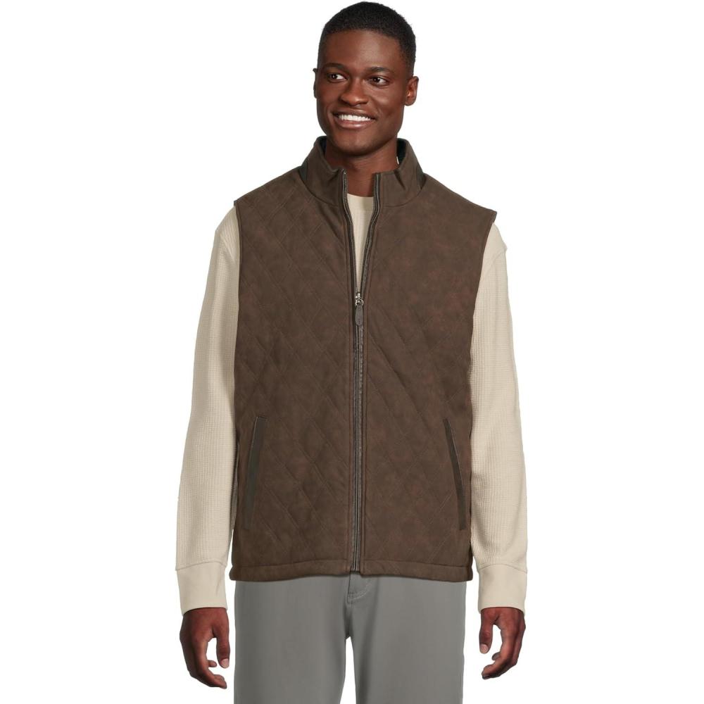 image:imageJohnston amp Murphy mens Upton Reversible VestDark BrownNavy Plaid