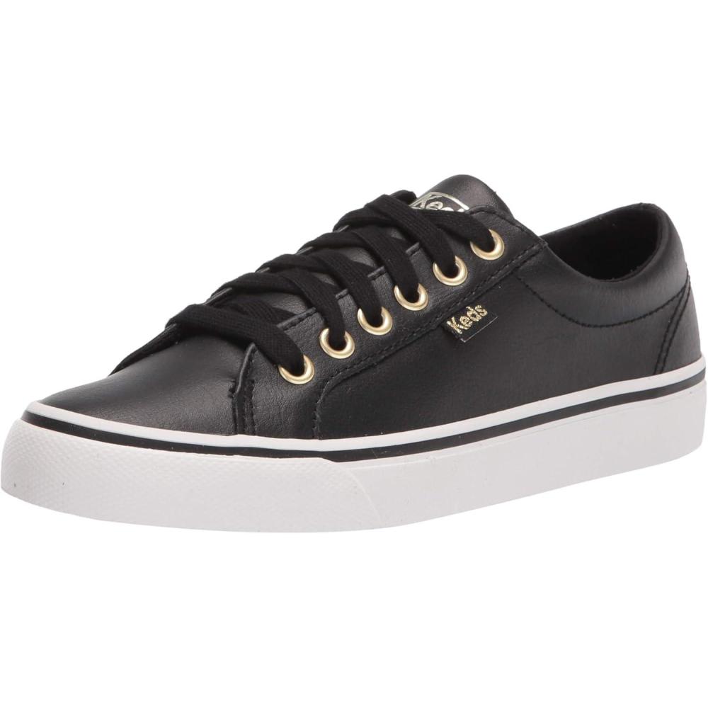 image:imageKeds Womens Jump Kick LeatherSneakerBlackGold Leather