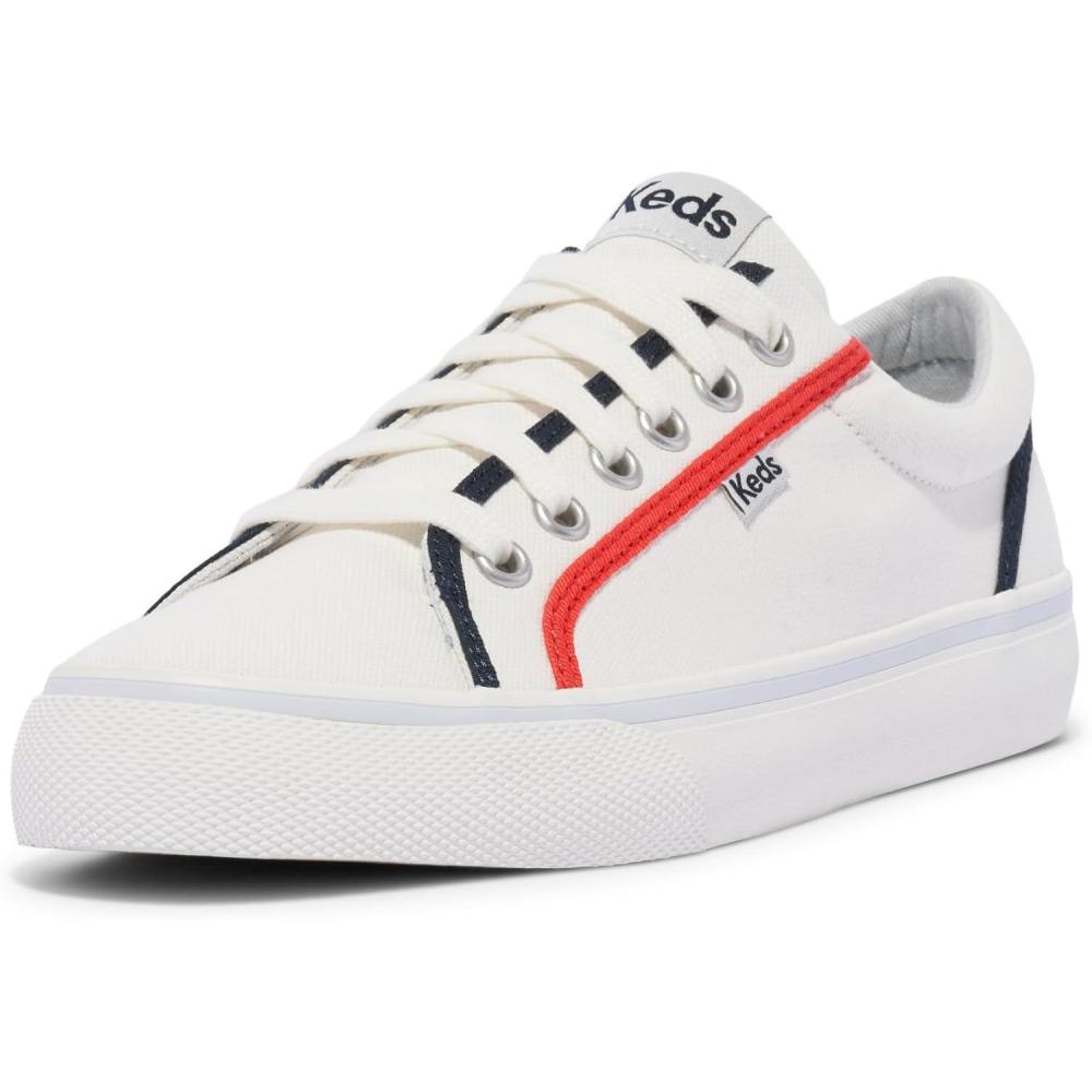 image:imageKeds Womens Jump Kick LeatherSneakerWhiteRed Canvas