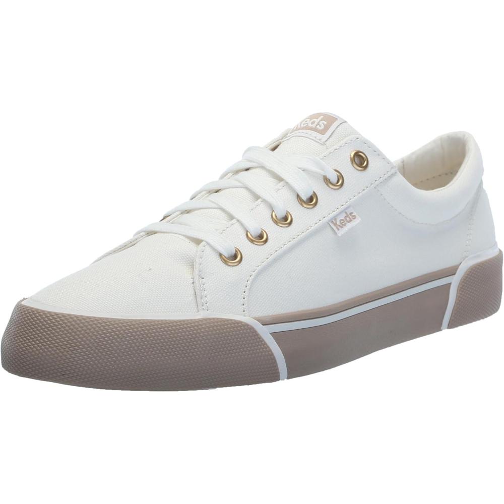 image:imageKeds Womens Jump Kick LeatherSneakerWhiteTaupe Bumper Foxing