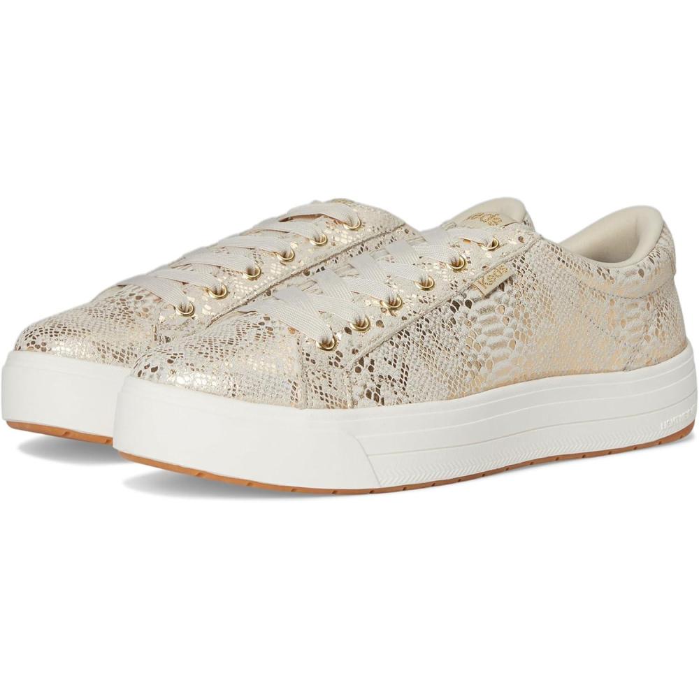 image:imageKeds Womens Park Lace Up SneakersGold Metallic Snake Foil Suede