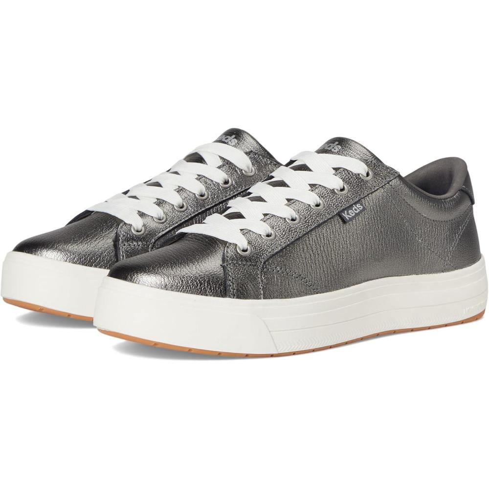image:imageKeds Womens Park Lace Up SneakersGunmetal Metallic Leather
