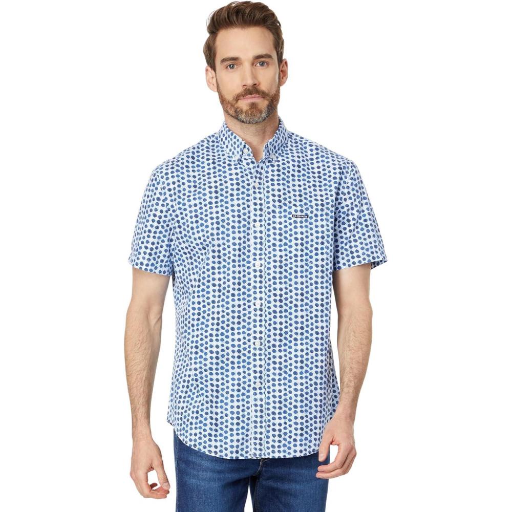 image:imageUS Polo ASSN Mens Short Sleeve Classic Fit Discharged Bubble Print Poplin Woven ShirtClassic Navy