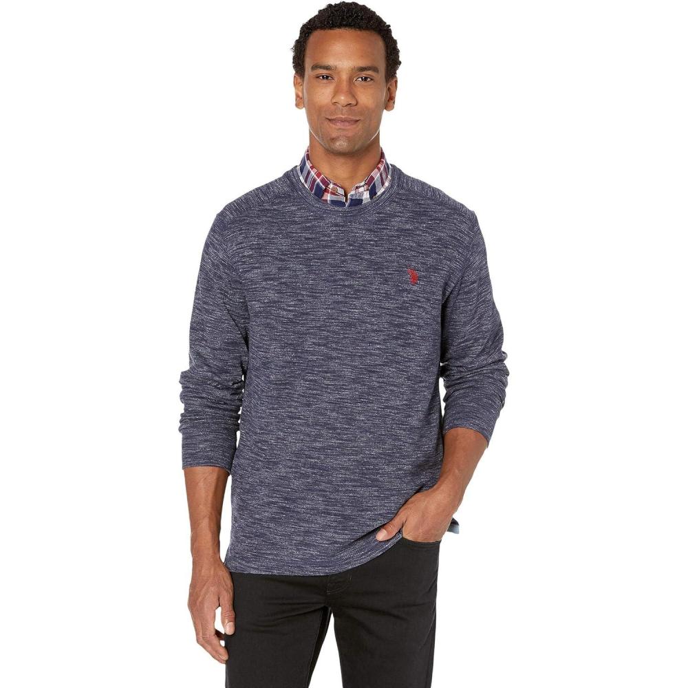 image:imageUS Polo Assn Mens Spece Dye Crew Neck Thermal ShirtClassic Navy