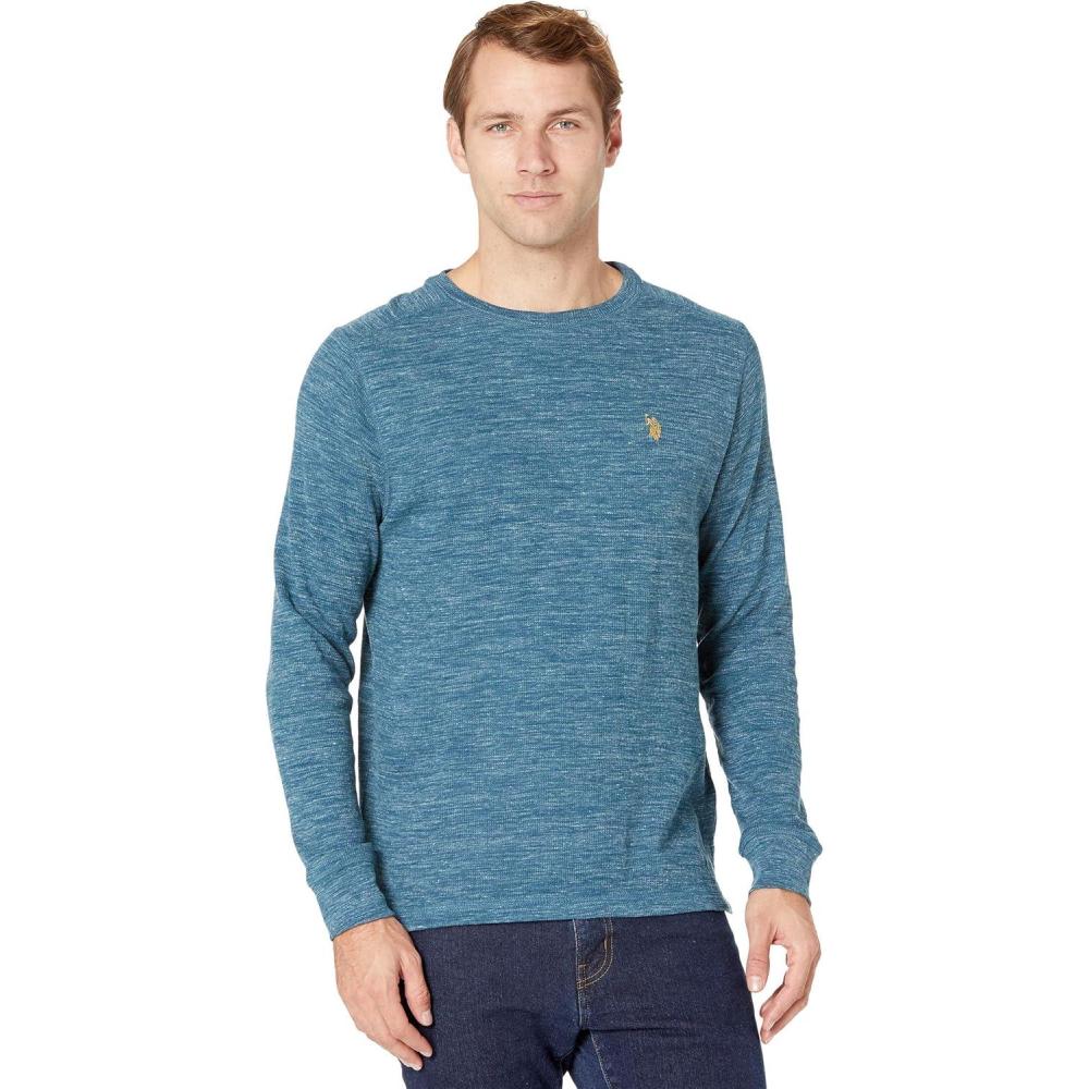 image:imageUS Polo Assn Mens Spece Dye Crew Neck Thermal ShirtDream Teal