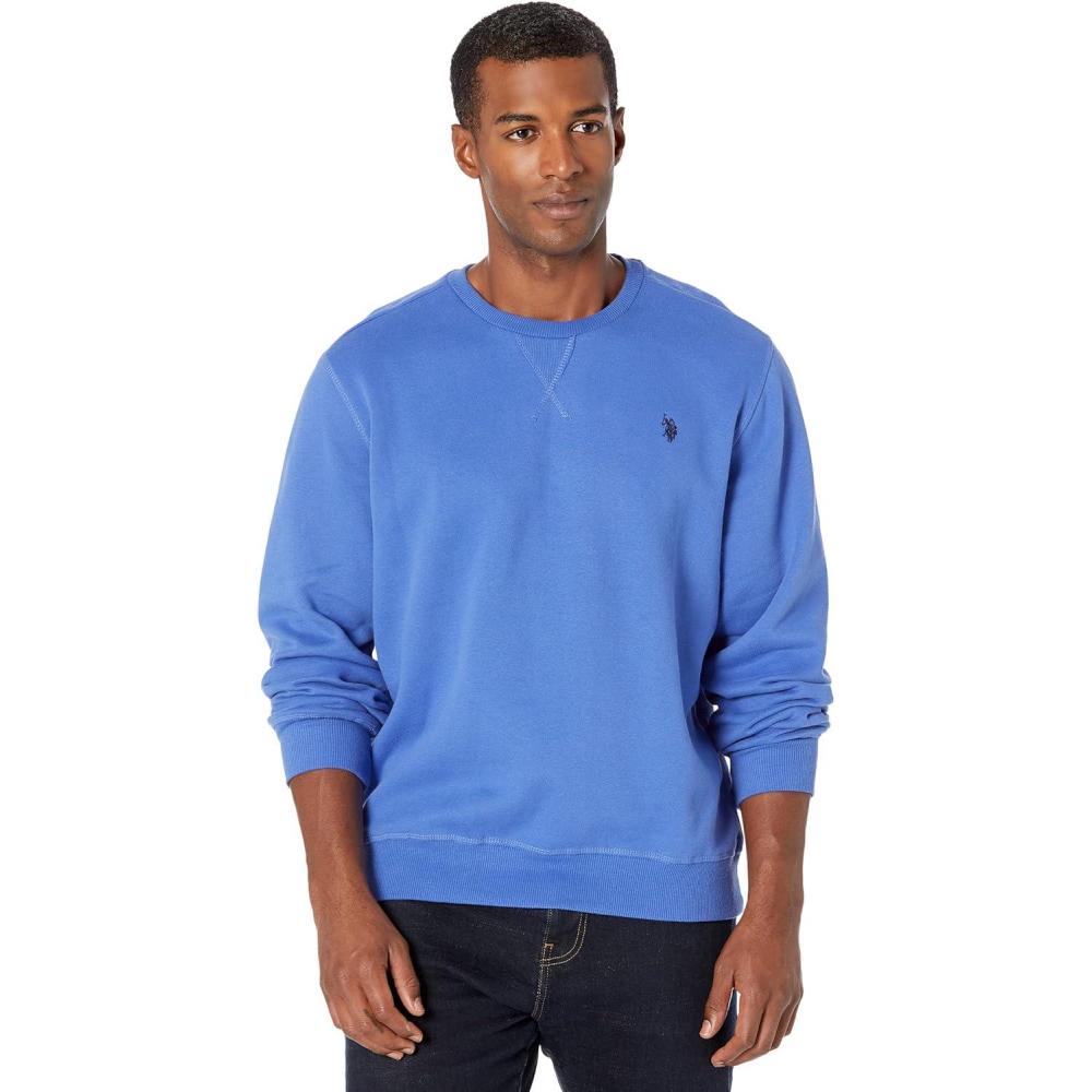 image:imageUS Polo Assn mens Long Sleeve Popover Crew Neck Fleece SweatshirtDazzling Blue