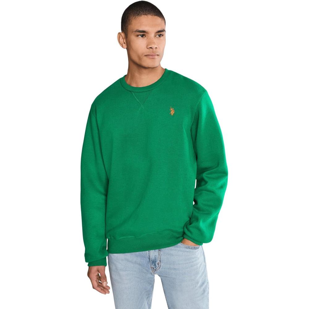 image:imageUS Polo Assn mens Long Sleeve Popover Crew Neck Fleece SweatshirtGreen Jacket