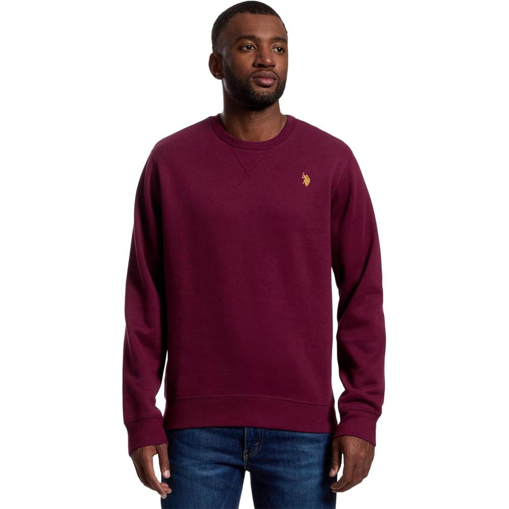 image:imageUS Polo Assn mens Long Sleeve Popover Crew Neck Fleece SweatshirtMaroon Banner
