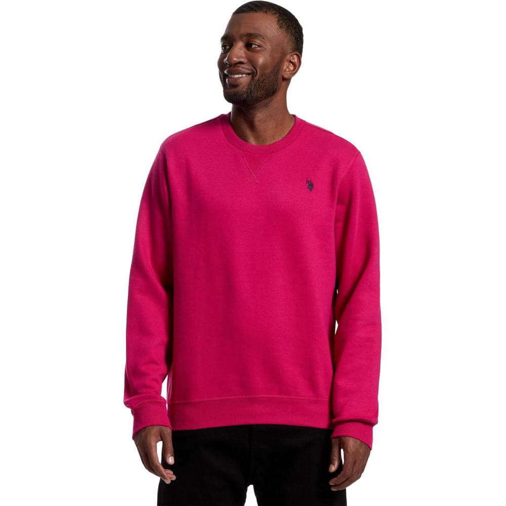 image:imageUS Polo Assn mens Long Sleeve Popover Crew Neck Fleece SweatshirtRaspberry Vine