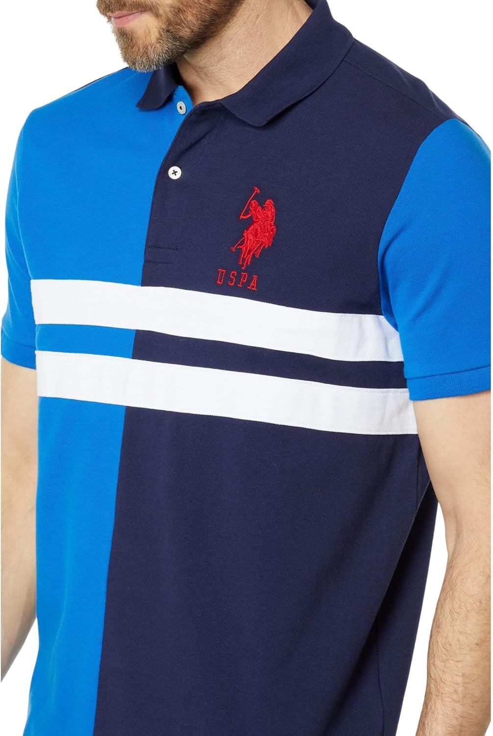 image:imageCOLORBLOCK CHEST STRIPE PIQUE POLO SHIRTBritish Blue